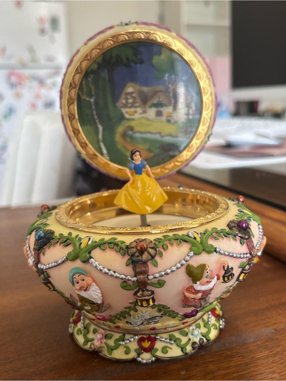 Disney Snow White Musical Trinket Box with Gold Accents